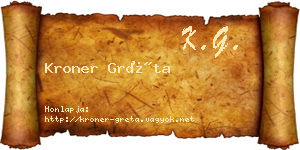 Kroner Gréta névjegykártya